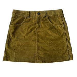 Athleta Skirt Sz 6 Kaleidoscope Corduroy Mini Mustard Olive Pockets Summer Cute